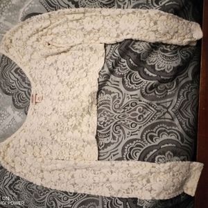 Cotton lace semi see-through crop top